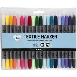 Textielstiften, lijndikte 2,3+3,6 mm, extra kleuren, 20 stuk/ 1 doos