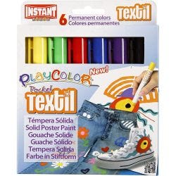 Playcolor textielverf, L: 14 cm, diverse kleuren, 5 gr, 6 stuk/ 1 doos