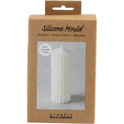 Siliconen Vorm, Geribbelde cilinder, H: 12 cm, d 4 cm, 1 stuk/ 1 doos