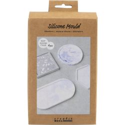 Siliconen vormen, Vierkant, cirkel, zeskant en ovaal, H: 1-1,5 cm, d 9-11,2 cm, 4 stuk/ 1 doos