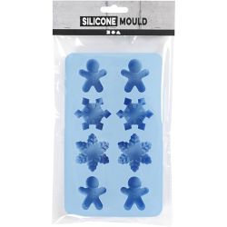 Siliconen vormen, ijskristallen en cookieman, H: 2,5 cm, L: 3 cm, B: 4,5 cm, 12,5 ml, 1 stuk