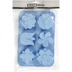 Siliconen vormen, bloemen, H: 2,6 cm, L: 6 cm, B: 7,5 cm, 75 ml, 1 stuk