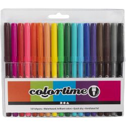 Colortime stiften, lijndikte 2 mm, diverse kleuren, 18 stuk/ 1 doos