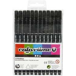 Colortime fineliners, lijndikte 0,6-0,7 mm, zwart, 12 stuk/ 1 doos