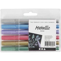 Metallic marker, lijndikte 2-4 mm, metallic kleuren, 6 stuk/ 1 doos