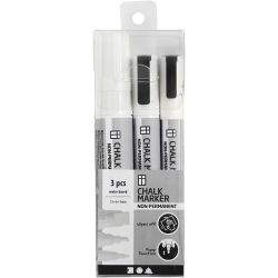 Krijtstiften, lijndikte 3+6+15 mm, wit, 3 stuk/ 1 doos