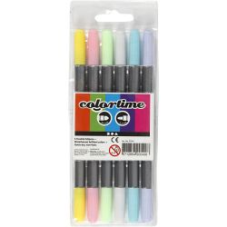 Colortime Dubbelstift, lijndikte 2,3+3,6 mm, pastelkleuren, 6 stuk/ 1 doos