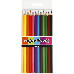 Colortime Kleurpotloden, L: 17,45 cm, vulling 3 mm, diverse kleuren, 12 stuk/ 1 doos