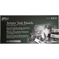 Gallery Soft Pastel Set, L: 6,5 cm, dikte 10 mm, zwart/wit harmonie, 12 stuk/ 1 doos