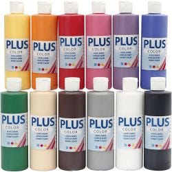 Plus Color Acrylverf, standaardkleuren, 12x250 ml/ 1 doos