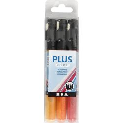 Plus Color Marker, L: 14,5 cm, lijndikte 1-2 mm, diverse kleuren, 5,5 ml, 3 stuk/ 1 doos
