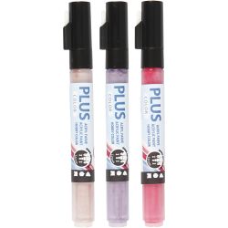 Plus Color Marker, L: 14,5 cm, lijndikte 1-2 mm, fuchsia, dusty rose, dark lilac, 5,5 ml, 3 stuk/ 1 doos