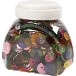 Knopen, d 12+18+20 mm, diverse kleuren, 800 stuk/ 1 doos