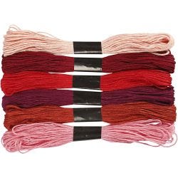 Borduurgaren, dikte 1 mm, rode harmonie, 6 bol/ 1 doos