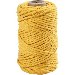 Macramé koord, L: 55 M, d 4 mm, geel, 330 gr/ 1 rol