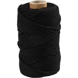 Macramé koord, L: 55 M, d 4 mm, zwart, 330 gr/ 1 rol