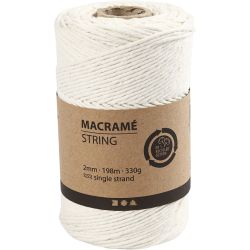Macramé Koord, L: 198 M, d 2 mm, off-white, 330 gr/ 1 rol