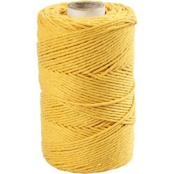 Macramé Koord, L: 198 M, d 2 mm, geel, 330 gr/ 1 rol