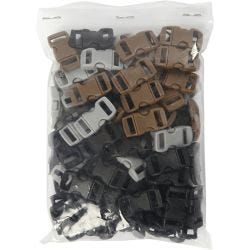 Klik sluiting, L: 29 mm, B: 15 mm, gatgrootte 3x11 mm, zwart, bruin, grijs, 100 stuk/ 1 doos