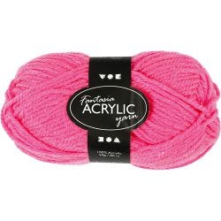 Fantasia acrylgaren, L: 80 M, neon roze, 50 gr/ 1 bol