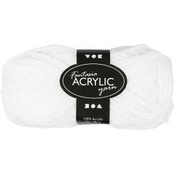 Fantasia acrylgaren, L: 80 M, wit, 50 gr/ 1 bol