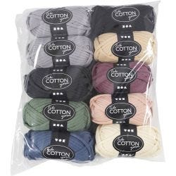 Textielgaren, L: 45 M, kleuren kan variëren , diverse kleuren, 10x100 gr/ 1 doos