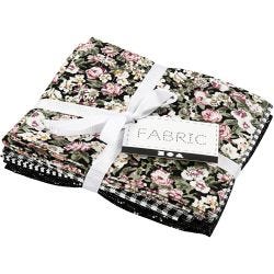 Patchwork stof, afm 45x55 cm, 100 gr, zwart, 4 stuk/ 1 bol