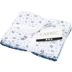 Patchwork stof, afm 45x55 cm, 100 gr, blauw, 4 stuk/ 1 bol