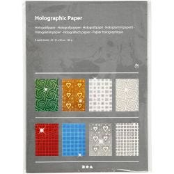 Holografisch papier, A4, vel 210x297 mm, 120 gr, 80 div vellen/ 1 doos