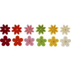 Bloemen van vilt met strassteen
