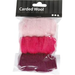 Gekaarde Wol, paars/roze harmonie, 3x10 gr/ 1 doos