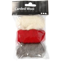 Gekaarde Wol, rood/wit harmonie, 3x10 gr/ 1 doos