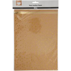 Faux Leather Papier, vel 21x27,5+21x28,5+21x29,5 cm, dikte 0,55 mm, unikleurig,met folie,bedrukt, 3 vel/ 1 doos