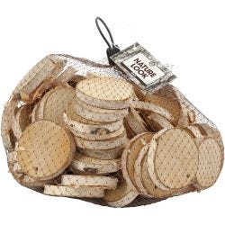 Houten schijven met gat, d 35-45 mm, gatgrootte 4 mm, dikte 7 mm, 500 gr/ 1 doos