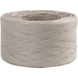 Papier Raffia Garen, B: 7-8 mm, lichtgrijs, 100 m/ 1 rol