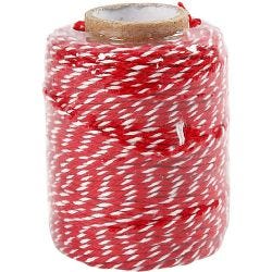 Katoenkoord, dikte 1,1 mm, rood/wit, 50 m/ 1 rol
