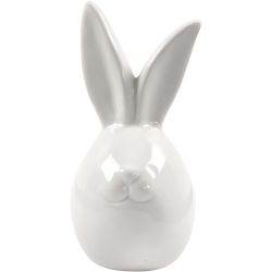 Konijn , H: 11,4 cm, d 5,5 cm, wit, 12 stuk/ 1 doos