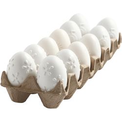 Eieren, patroon, H: 6 cm, wit, 12 stuk/ 1 doos