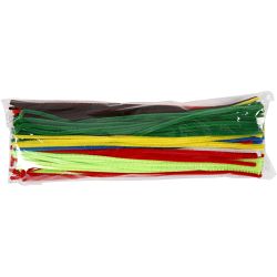 Chenille, L: 45 cm, dikte 6 mm, diverse kleuren, 200 div/ 1 doos