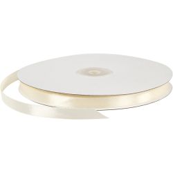Satijnlint, B: 10 mm, off-white, 100 m/ 1 rol