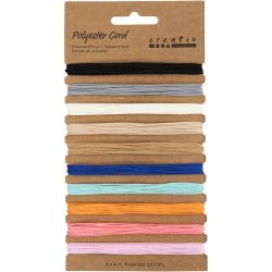 Polyester koord, 0,6 mm, diverse kleuren, 10x4m/ 1 doos