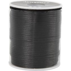 Satijnkoord, dikte 2 mm, zwart, 50 m/ 1 rol