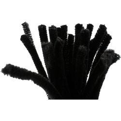 Chenille, L: 30 cm, dikte 9 mm, zwart, 25 stuk/ 1 doos