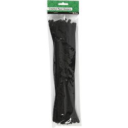 Chenille, L: 30 cm, dikte 9 mm, zwart, 25 stuk/ 1 doos