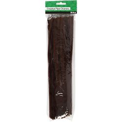 Chenille, L: 30 cm, dikte 6 mm, bruin, 50 stuk/ 1 doos