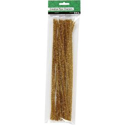 Chenille, L: 30 cm, dikte 6 mm, glitter, goud, 24 stuk/ 1 doos
