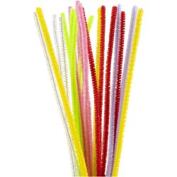 Chenille, L: 30 cm, dikte 6 mm, voorjaarskleuren, 24 div/ 1 doos