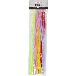 Chenille, L: 30 cm, dikte 6 mm, voorjaarskleuren, 24 div/ 1 doos