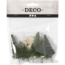 Kerstbomen, H: 40+60 mm, groen, 5 stuk/ 1 doos