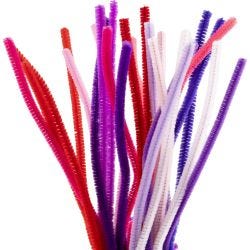 Chenille, L: 30 cm, dikte 6 mm, paars/roze harmonie, 25 stuk/ 1 doos